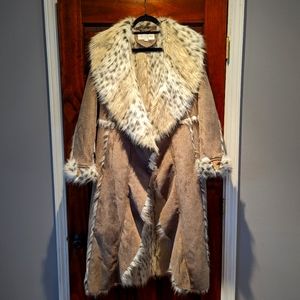 Faux Suede and Fur lined long coat
